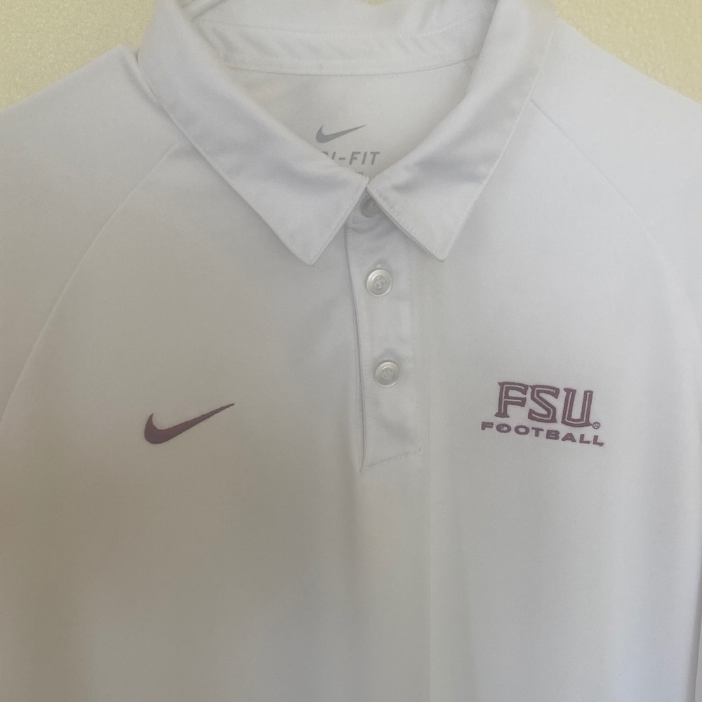 Nike Men's White FSU Football Polo Shirt